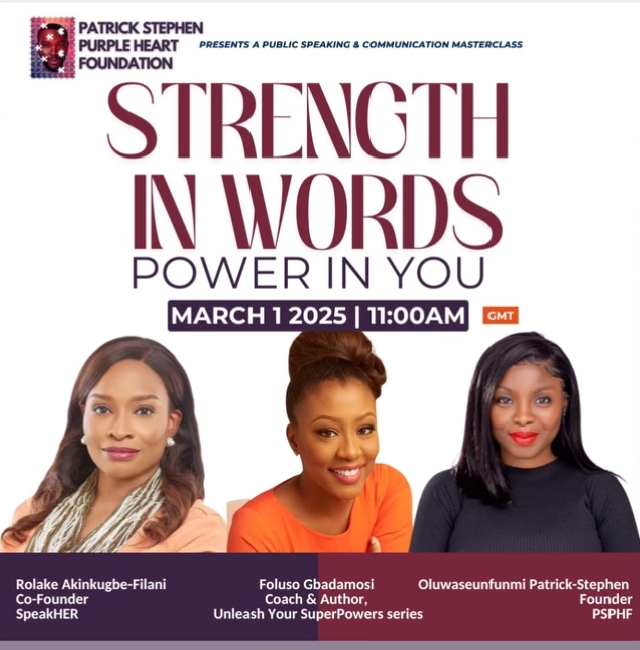 Patrick Stephen Purple Heart Foundation For Widows - Strength in Words, Power in You.  event